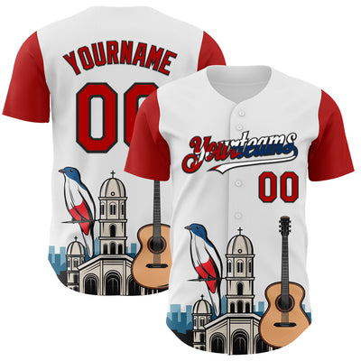 Custom White Red Black-Cuban Flag 3D Cuba Santiago Authentic Baseball Jersey