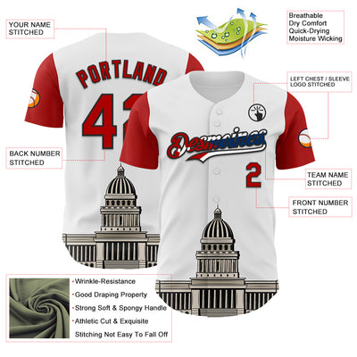 Custom White Red Black-Cuban Flag 3D Cuba Havana Authentic Baseball Jersey