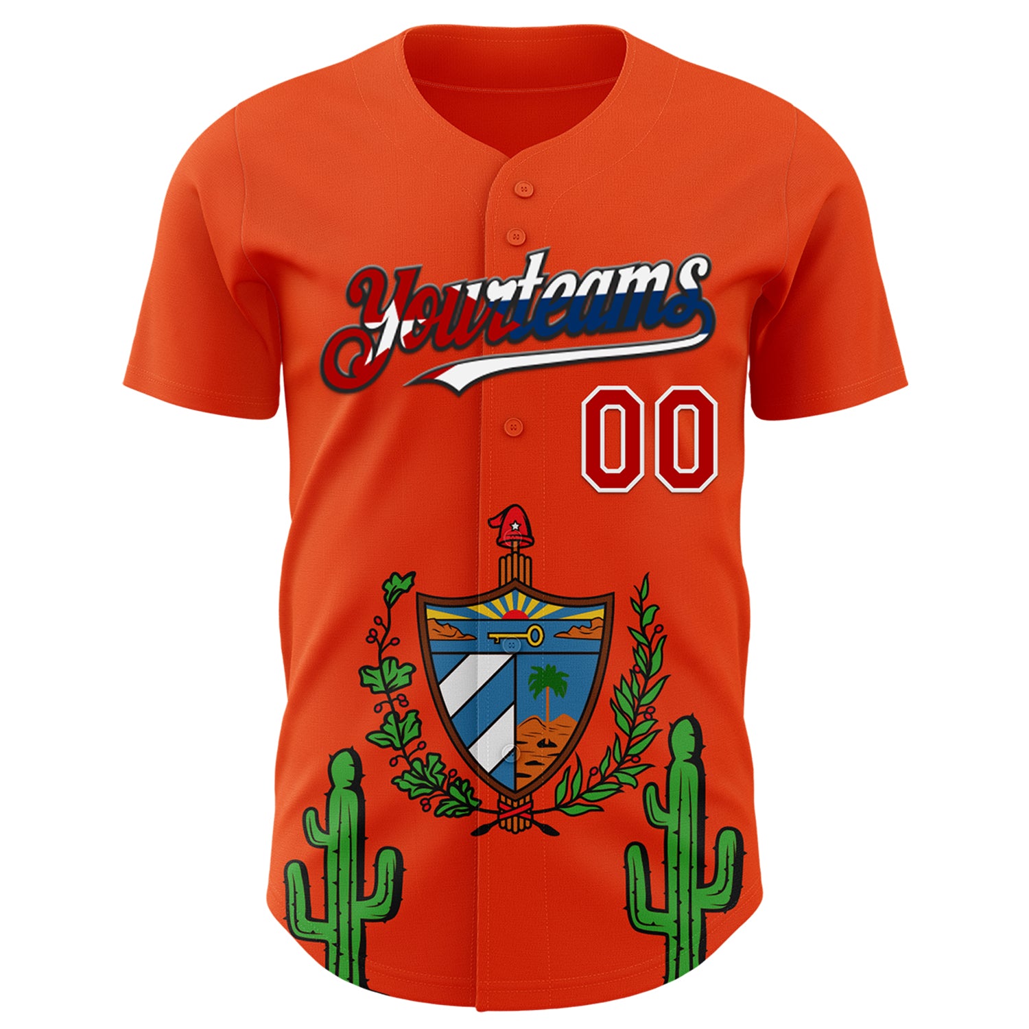 Custom Orange Red White Cuban Flag-Black 3D Cuba Authentic Baseball Jersey