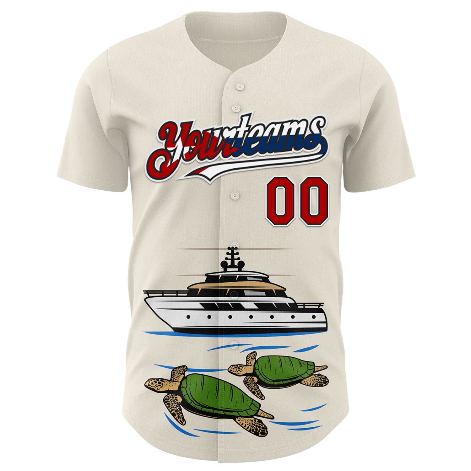 Custom Cream Red Black White-Cuban Flag 3D Cuba Authentic Baseball Jersey