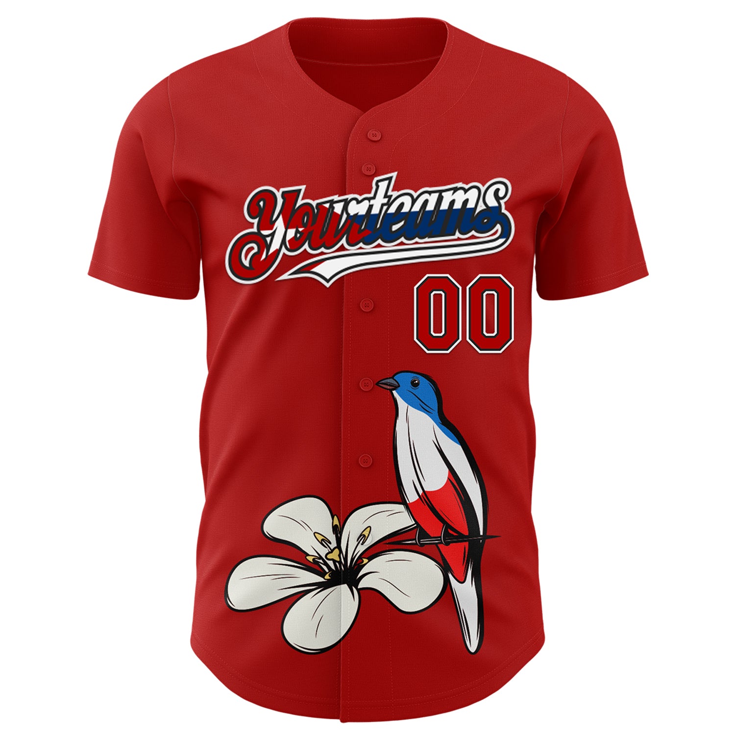 Custom Red Black White-Cuban Flag 3D Cuba Authentic Baseball Jersey