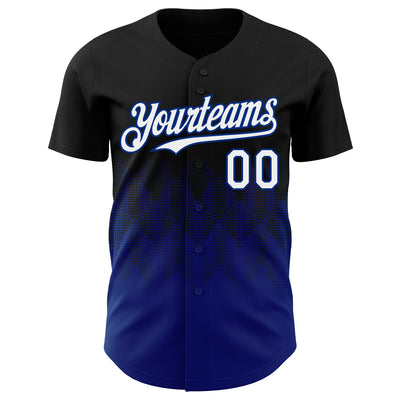 Custom Black White-Royal 3D Gradient Square Shape Authentic Baseball Jersey