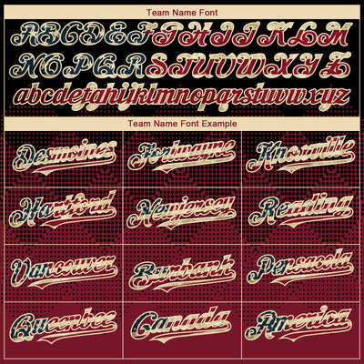 Custom Black Vintage USA Flag Crimson-Cream 3D Gradient Square Shape Authentic Baseball Jersey