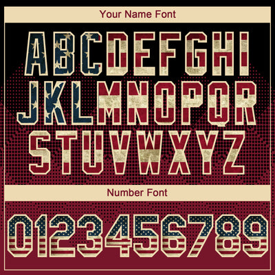 Custom Black Vintage USA Flag Crimson-Cream 3D Gradient Square Shape Authentic Baseball Jersey