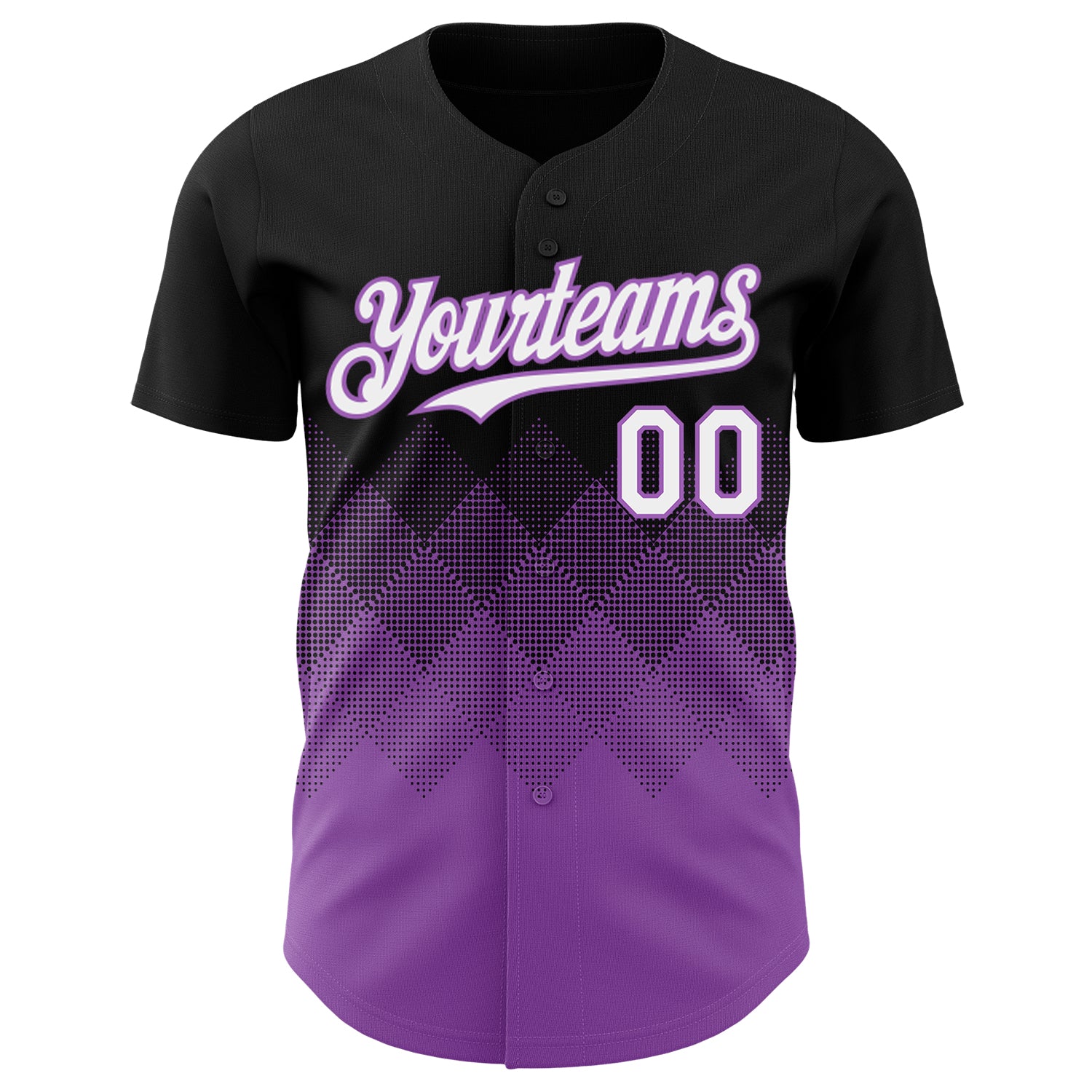 Custom Black White-Medium Purple 3D Gradient Square Shape Authentic Baseball Jersey