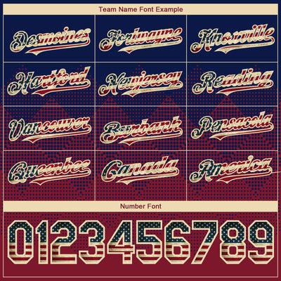 Custom Navy Vintage USA Flag Crimson-Cream 3D Gradient Square Shape Authentic Baseball Jersey