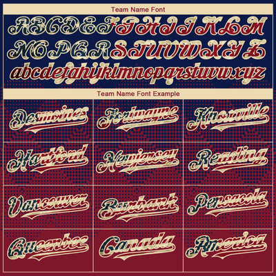 Custom Navy Vintage USA Flag Crimson-Cream 3D Gradient Square Shape Authentic Baseball Jersey