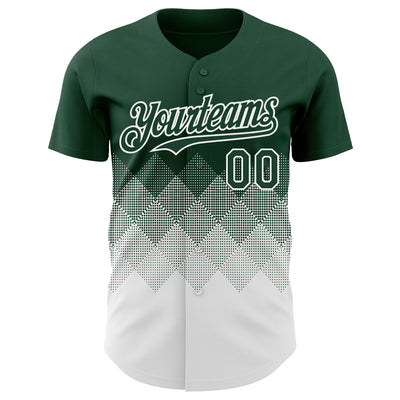 Custom Green White 3D Gradient Square Shape Authentic Baseball Jersey