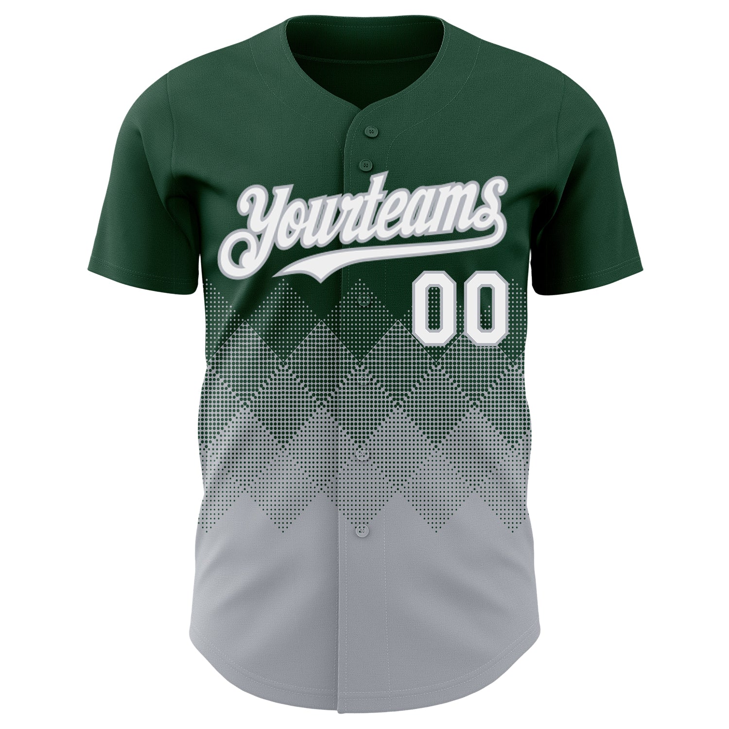 Custom Green White-Gray 3D Gradient Square Shape Authentic Baseball Jersey