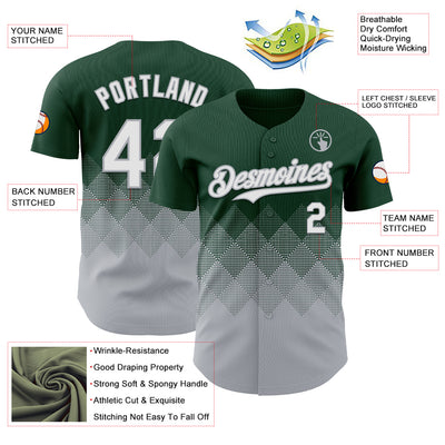 Custom Green White-Gray 3D Gradient Square Shape Authentic Baseball Jersey