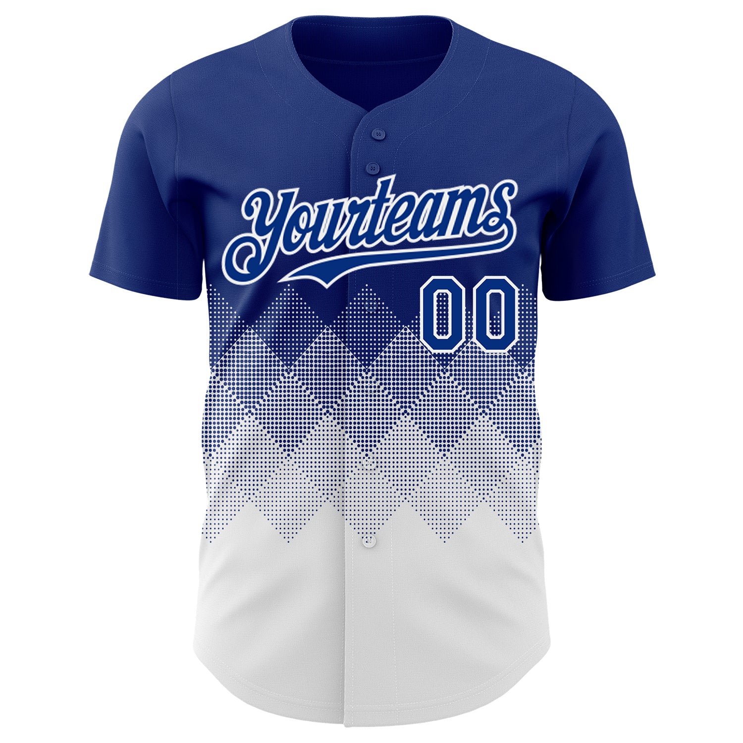 Custom Royal White 3D Gradient Square Shape Authentic Baseball Jersey