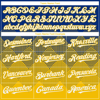 Custom Royal White-Yellow 3D Gradient Square Shape Authentic Baseball Jersey