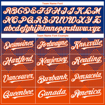 Custom Royal White-Orange 3D Gradient Square Shape Authentic Baseball Jersey