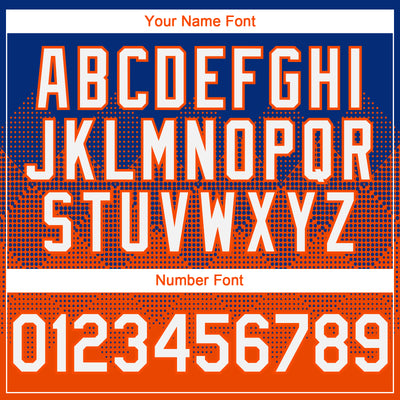 Custom Royal White-Orange 3D Gradient Square Shape Authentic Baseball Jersey