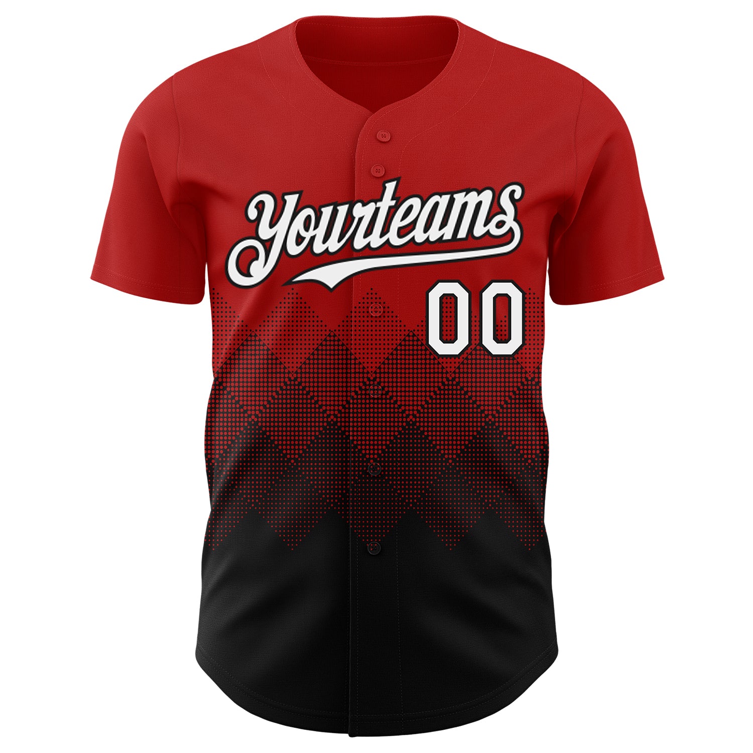 Custom Red White-Black 3D Gradient Square Shape Authentic Baseball Jersey