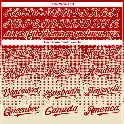 Custom Red Cream 3D Gradient Square Shape Authentic Baseball Jersey