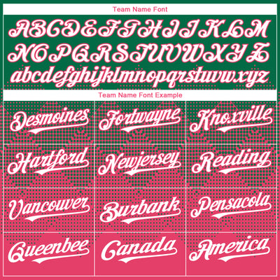 Custom Kelly Green White-Neon Pink 3D Gradient Square Shape Authentic Baseball Jersey