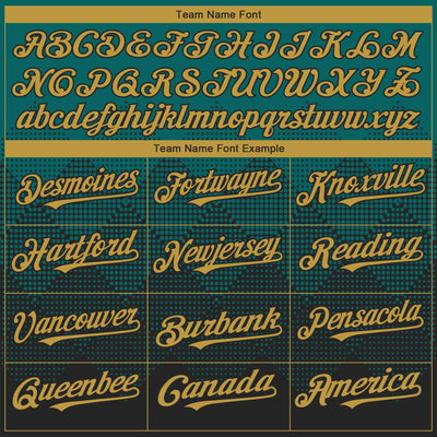 Custom Teal Old Gold-Black 3D Gradient Square Shape Authentic Baseball Jersey