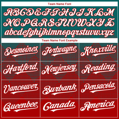 Custom Teal White-Red 3D Gradient Square Shape Authentic Baseball Jersey