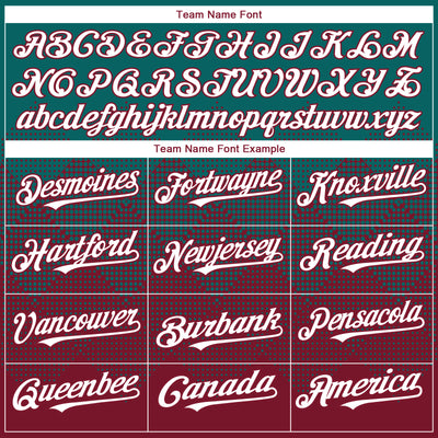 Custom Teal White-Crimson 3D Gradient Square Shape Authentic Baseball Jersey