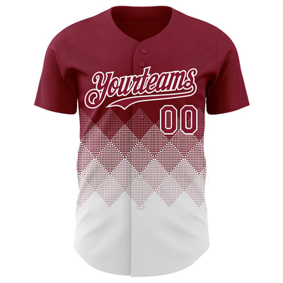 Custom Crimson White 3D Gradient Square Shape Authentic Baseball Jersey
