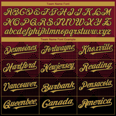 Custom Crimson Old Gold-Black 3D Gradient Square Shape Authentic Baseball Jersey