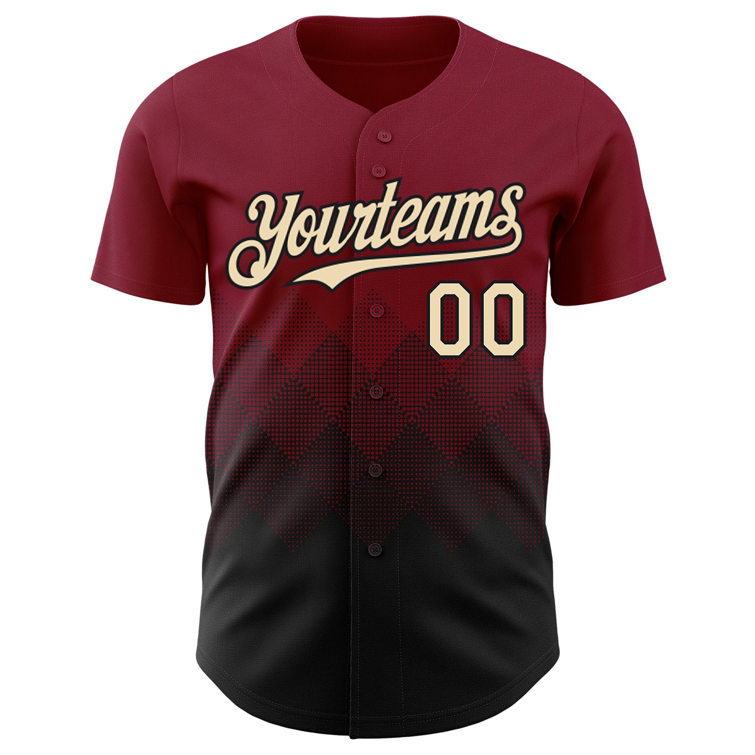 Custom Crimson Cream-Black 3D Gradient Square Shape Authentic Baseball Jersey