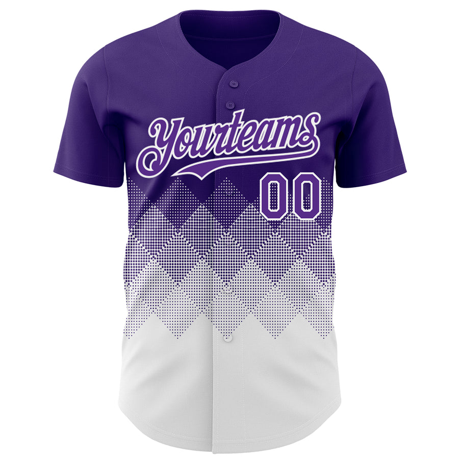 Custom Purple White 3D Gradient Square Shape Authentic Baseball Jersey