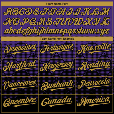 Custom Purple Old Gold-Black 3D Gradient Square Shape Authentic Baseball Jersey