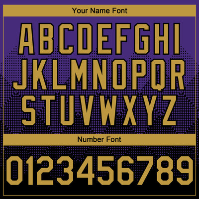 Custom Purple Old Gold-Black 3D Gradient Square Shape Authentic Baseball Jersey