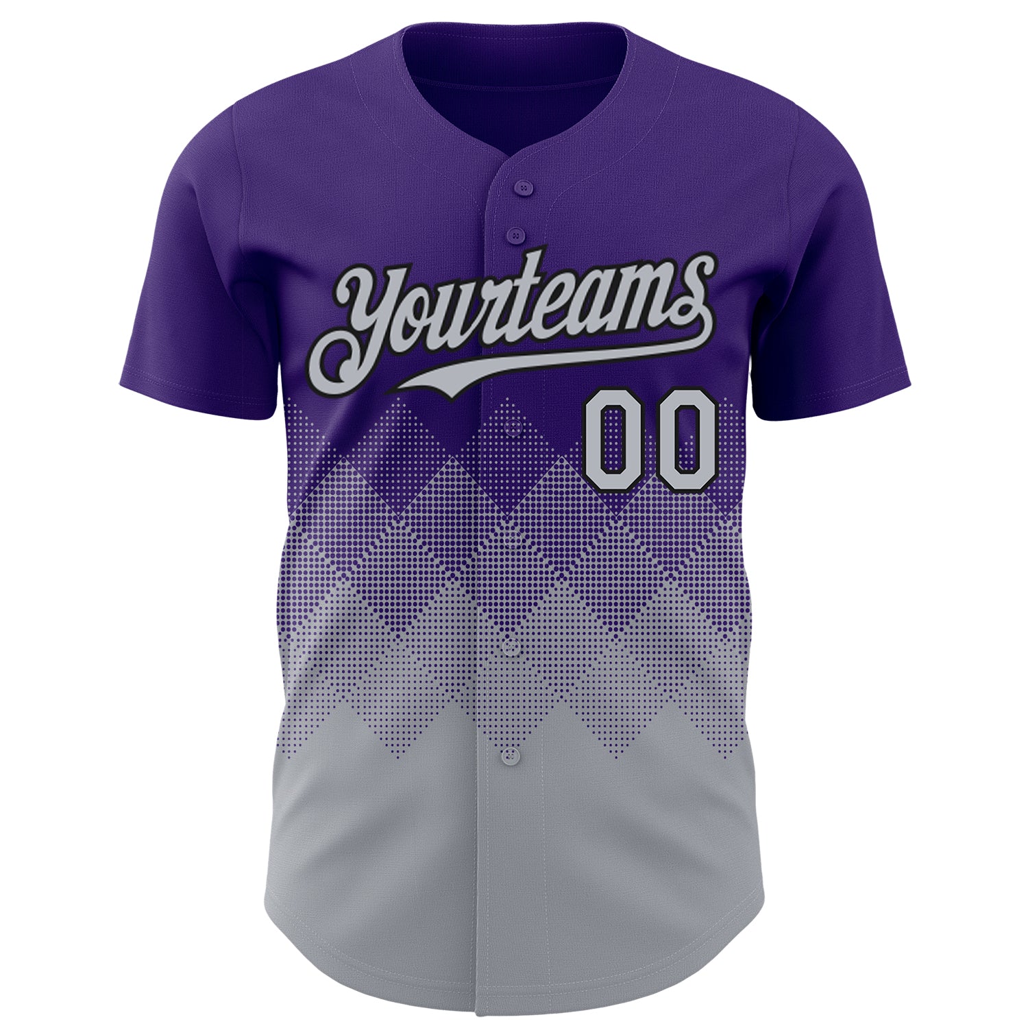 Custom Purple Gray-Black 3D Gradient Square Shape Authentic Baseball Jersey