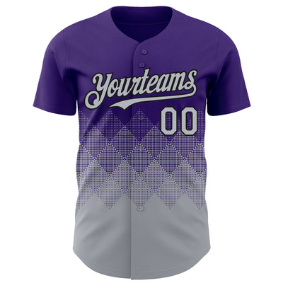 Custom Purple Gray-Black 3D Gradient Square Shape Authentic Baseball Jersey