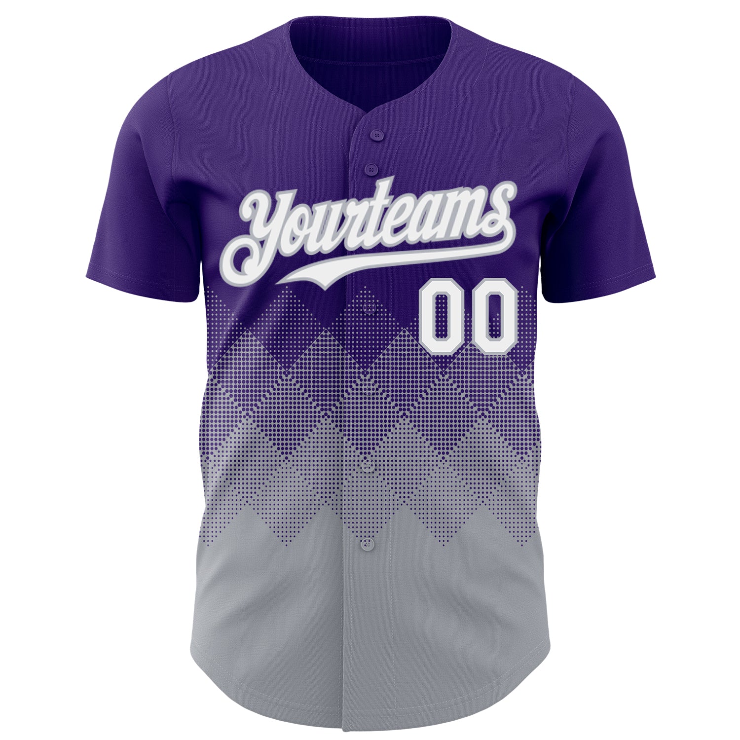 Custom Purple White-Gray 3D Gradient Square Shape Authentic Baseball Jersey