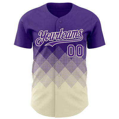 Custom Purple Cream 3D Gradient Square Shape Authentic Baseball Jersey