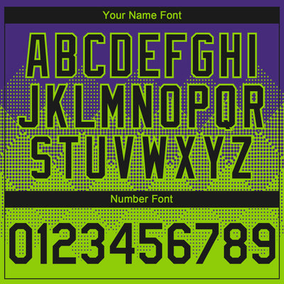 Custom Purple Black-Neon Green 3D Gradient Square Shape Authentic Baseball Jersey