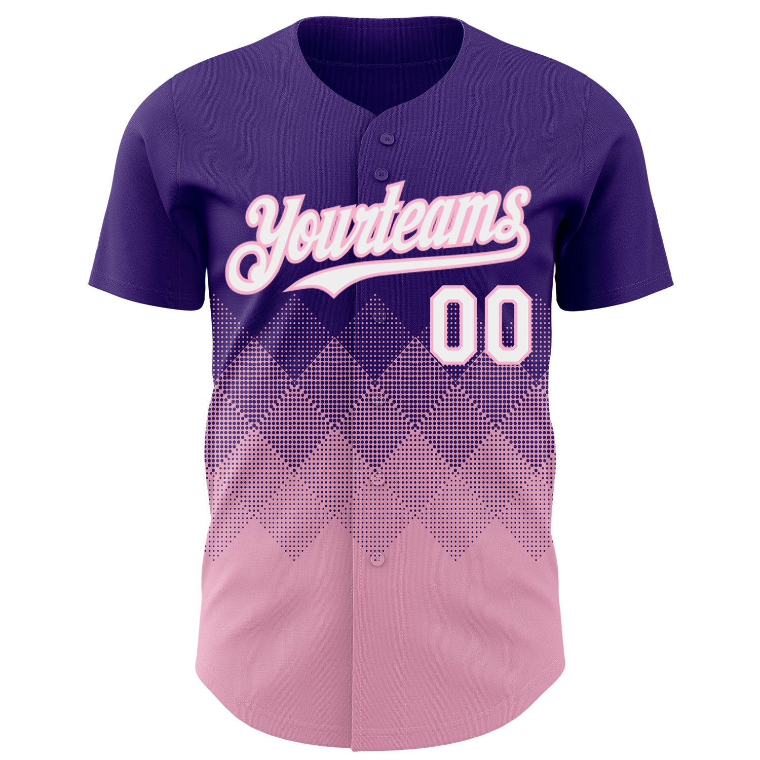 Custom Purple White-Light Pink 3D Gradient Square Shape Authentic Baseball Jersey