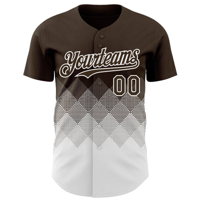 Custom Brown White 3D Gradient Square Shape Authentic Baseball Jersey