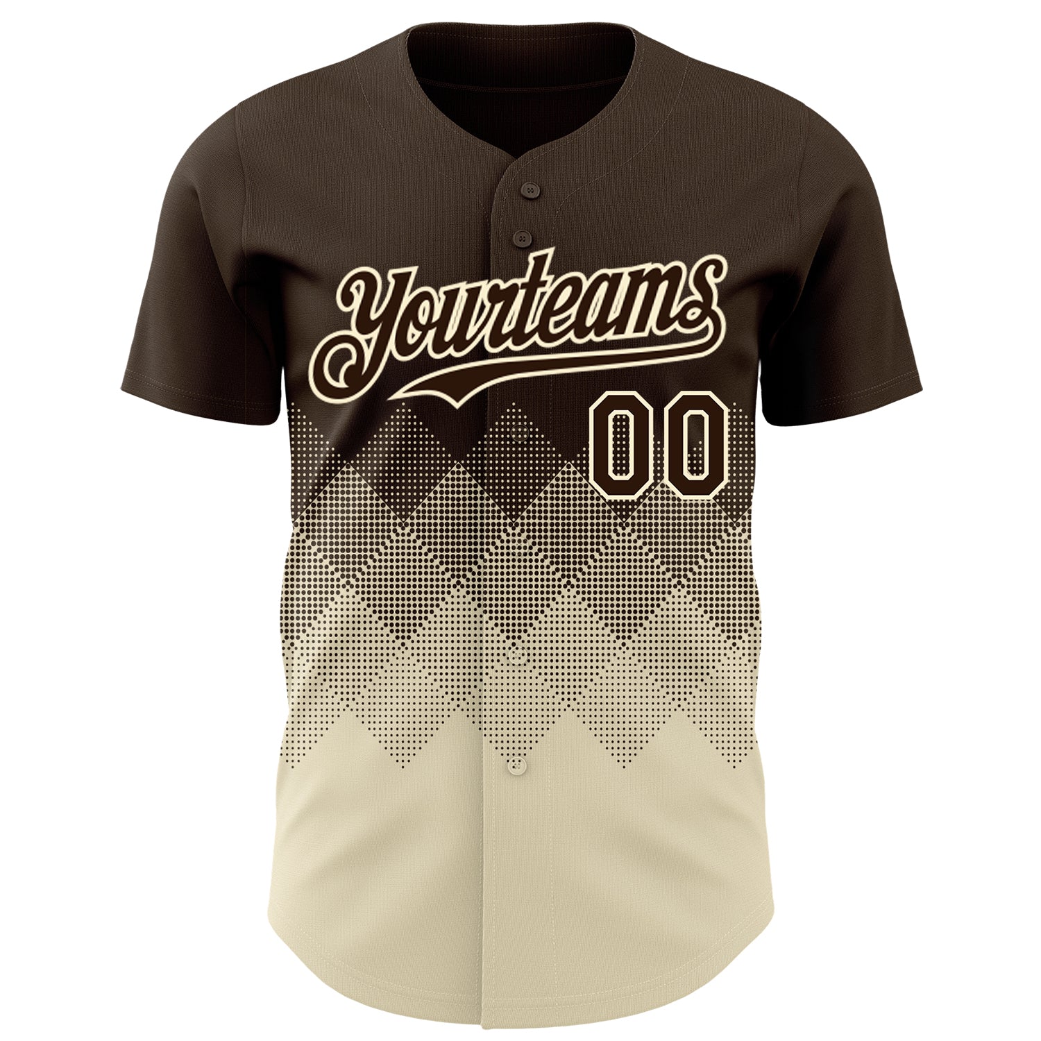 Custom Brown Cream 3D Gradient Square Shape Authentic Baseball Jersey