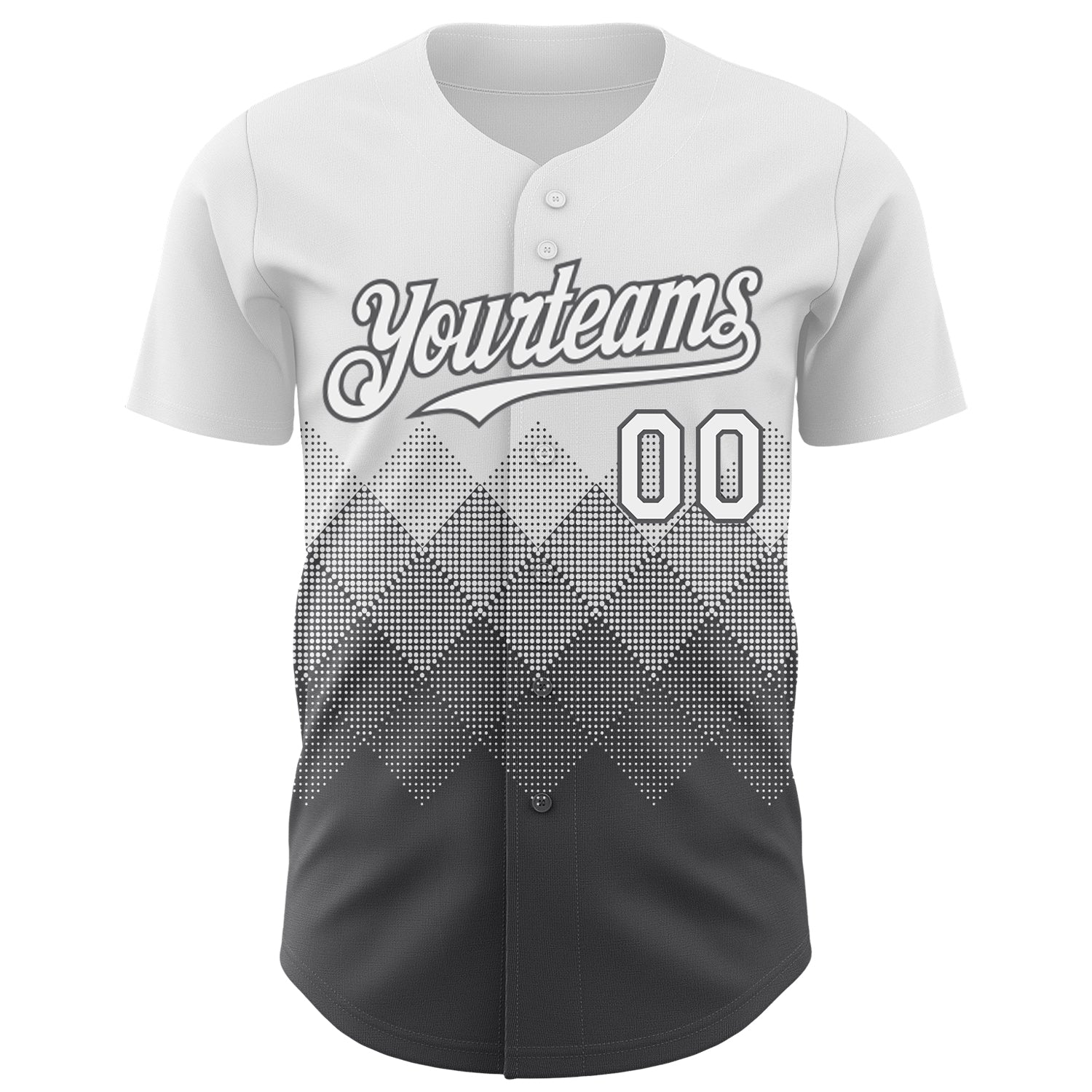 Custom White Steel Gray 3D Gradient Square Shape Authentic Baseball Jersey