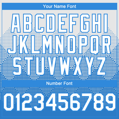 Custom White Electric Blue 3D Gradient Square Shape Authentic Baseball Jersey