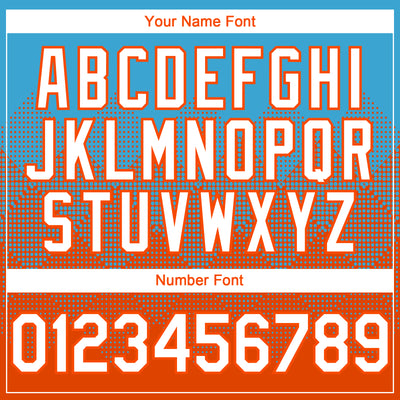 Custom Sky Blue White-Orange 3D Gradient Square Shape Authentic Baseball Jersey