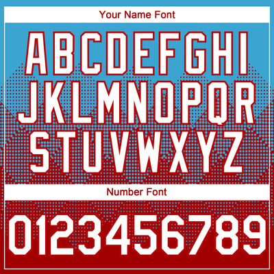 Custom Sky Blue White-Red 3D Gradient Square Shape Authentic Baseball Jersey