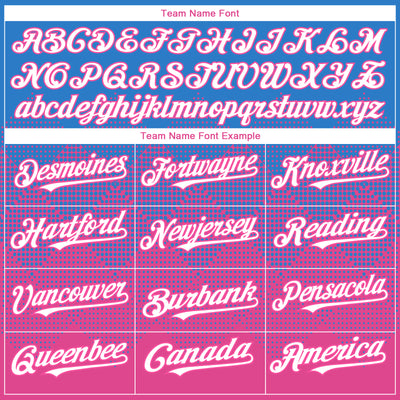 Custom Electric Blue White-Pink 3D Gradient Square Shape Authentic Baseball Jersey