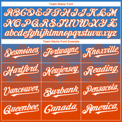 Custom Electric Blue White-Orange 3D Gradient Square Shape Authentic Baseball Jersey
