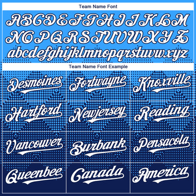 Custom Electric Blue White-Navy 3D Gradient Square Shape Authentic Baseball Jersey