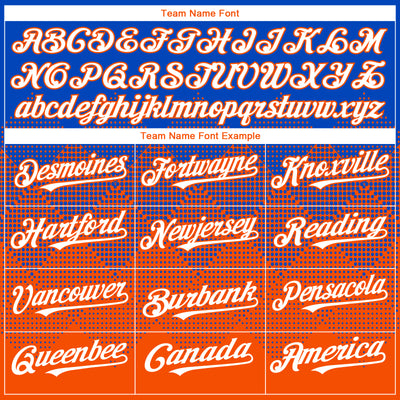 Custom Thunder Blue White-Orange 3D Gradient Square Shape Authentic Baseball Jersey