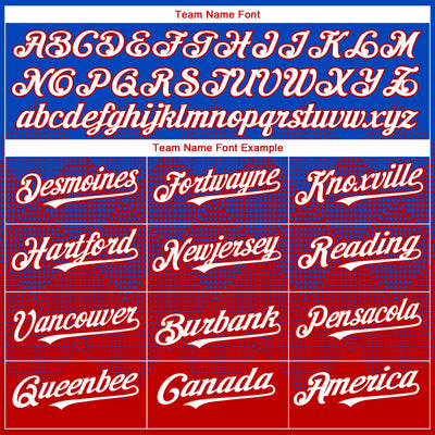 Custom Thunder Blue White-Red 3D Gradient Square Shape Authentic Baseball Jersey