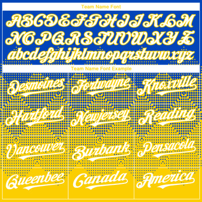 Custom Thunder Blue White-Yellow 3D Gradient Square Shape Authentic Baseball Jersey