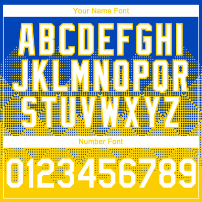 Custom Thunder Blue White-Yellow 3D Gradient Square Shape Authentic Baseball Jersey