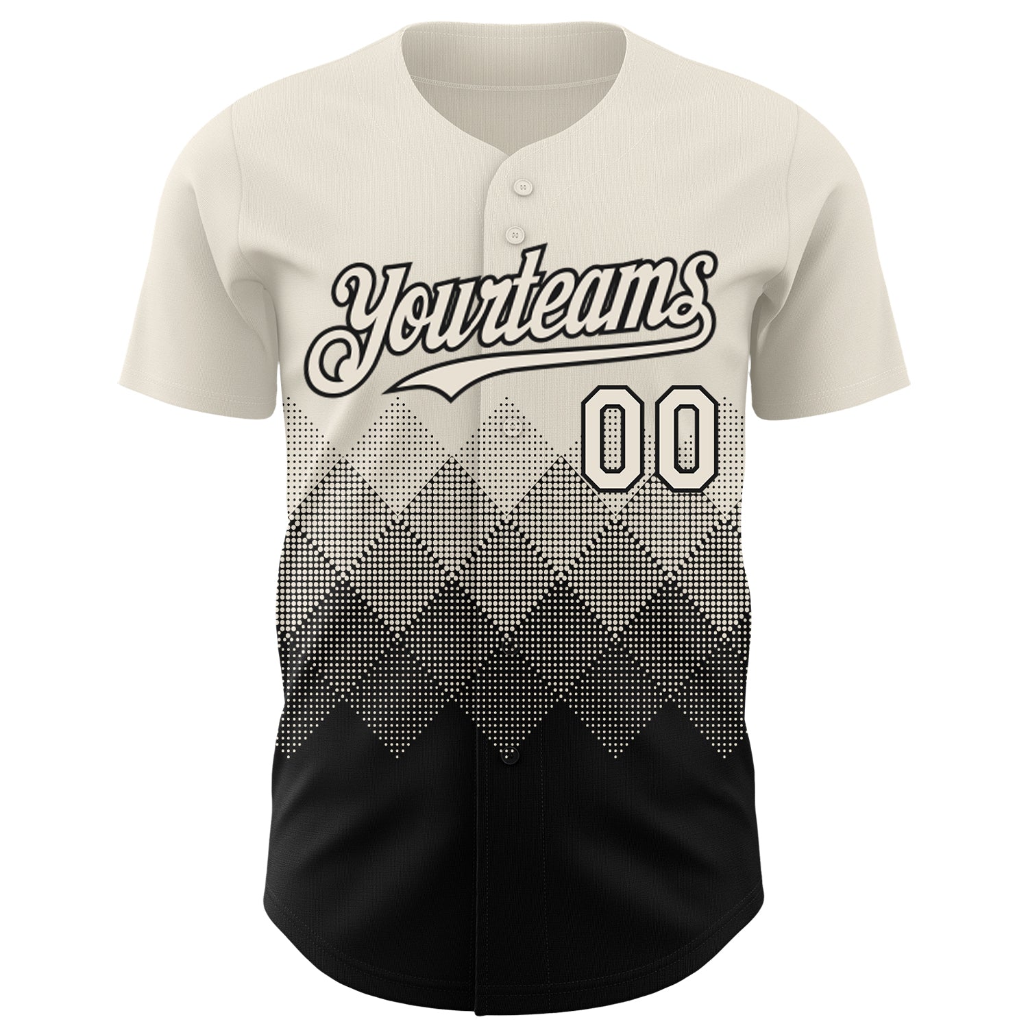 Custom Cream Black 3D Gradient Square Shape Authentic Baseball Jersey